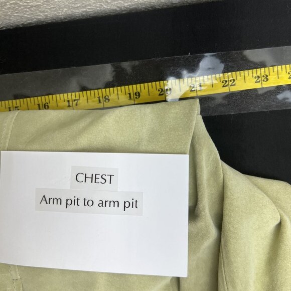 Bernardo Womens Large Full Zip Leather Shacket Pastel Green Round Neck Pockets - Picture 7 of 13